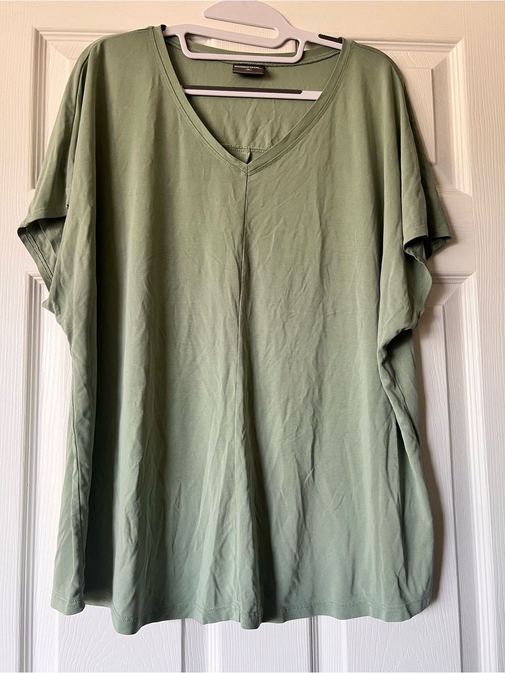 Women's Relaxed V-Neck Short Sleeve Tee - Sage Green